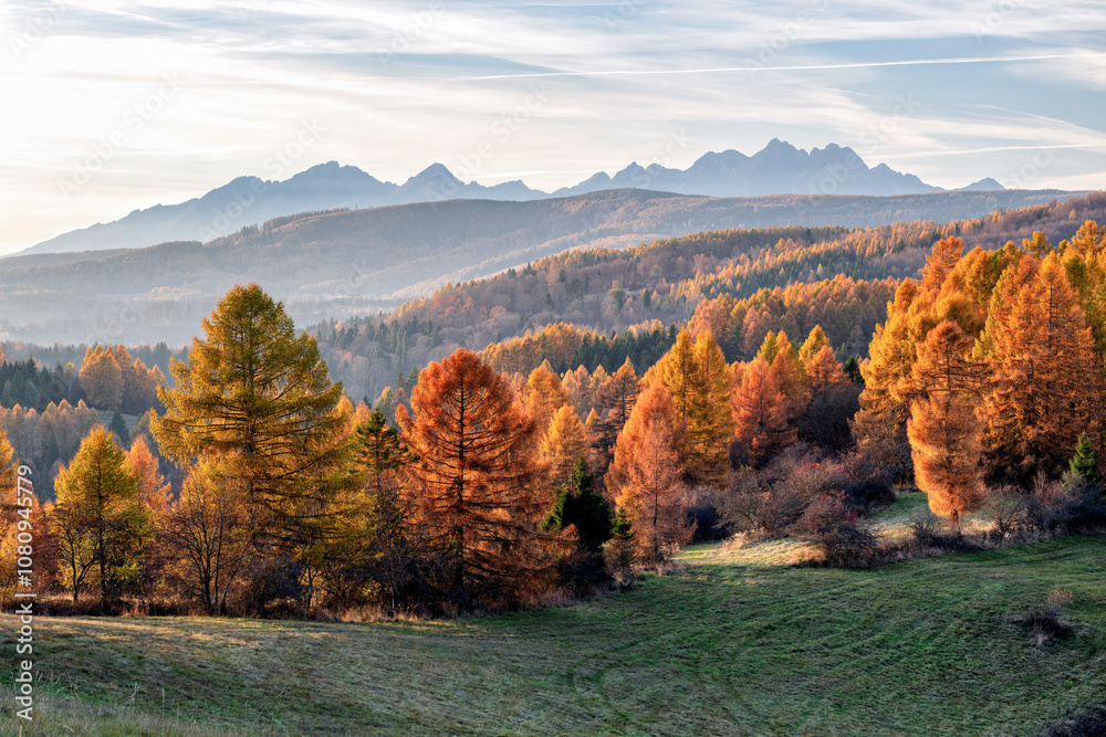 Fototapeta premium Scenic Landscape view in High Tatras mountain region near Levoca city, Slovakia