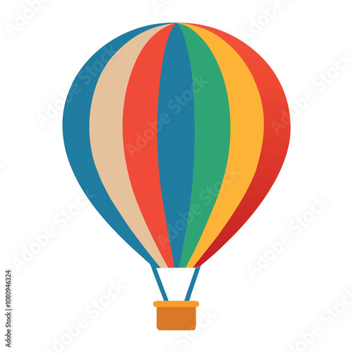 Vibrant hot-air balloon isolated on a white background
