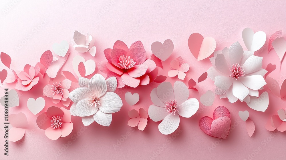 Create romantic paper cut flower arrangements for valentine's and anniversary celebrations in a soft pastel environment Create romantic paper cut flower arrangements for valentine's and anniversary celebrations in a soft pastel environment