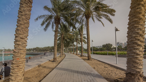 Walk in the MIA Park timelapse, located on one end of the seven kilometers long Corniche in the Qatari capital, Doha. photo