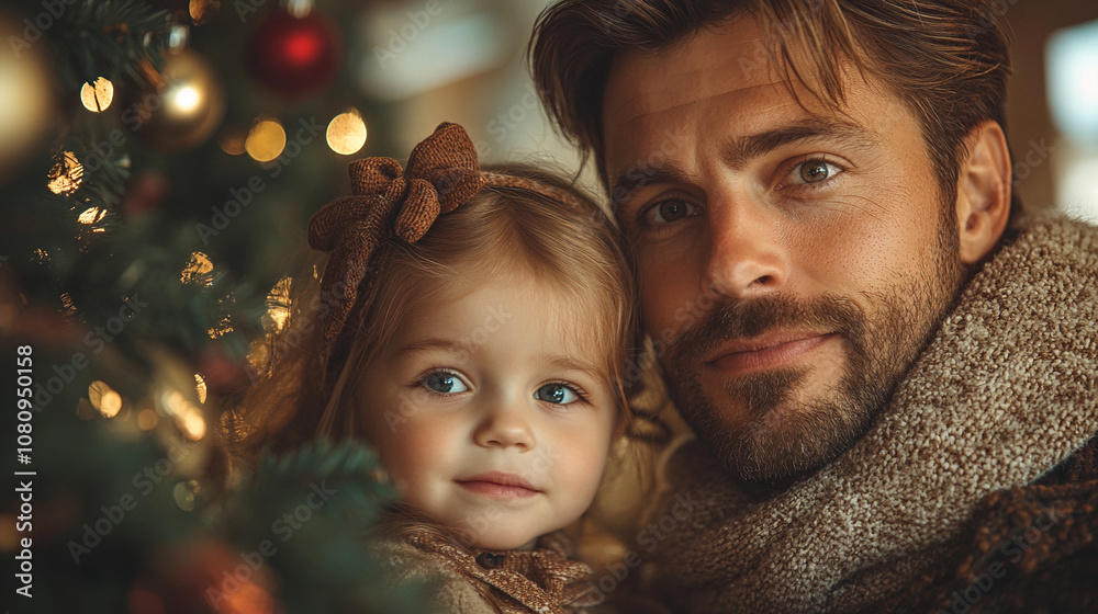 Heartwarming Christmas Hug Between Father and Daughter Heartwarming Christmas Hug Between Father and Daughter