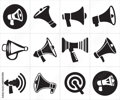 Microphone line icons set. Stroke vector elements for trendy design. Simple pictograms for mobile concept and web apps. Vector line icons isolated on a white background.