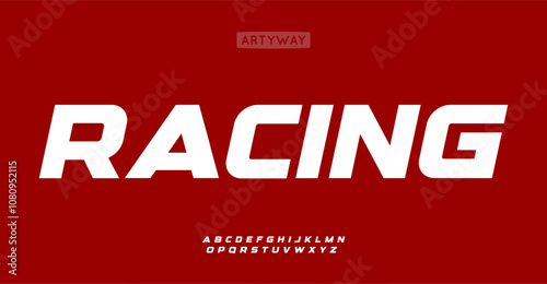 Automotive alphabet, bold italic sans serif letters, speed racing font for bright modern logo, emphasis headline, contemporary typography, modern typographic design. Vector typeset