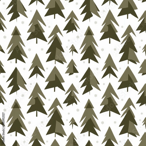 Minimalist decorative background with endless pattern - Christmas Pine Trees illustration