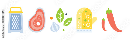 Cooking Utensil and Food Ingredient for Culinary Vector Set
