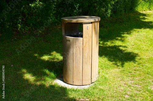 Photography A trash can made of wooden boards. Dublin Ireland