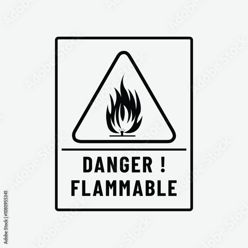 Danger flammable sign, Flammable Gas Vector Flat Rhombus Sign on white Background