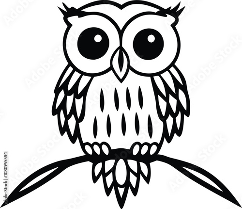 owl sitting on branch vector silhouette 