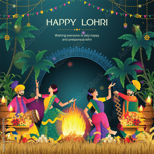 Happy Lohri festival of Punjab India background