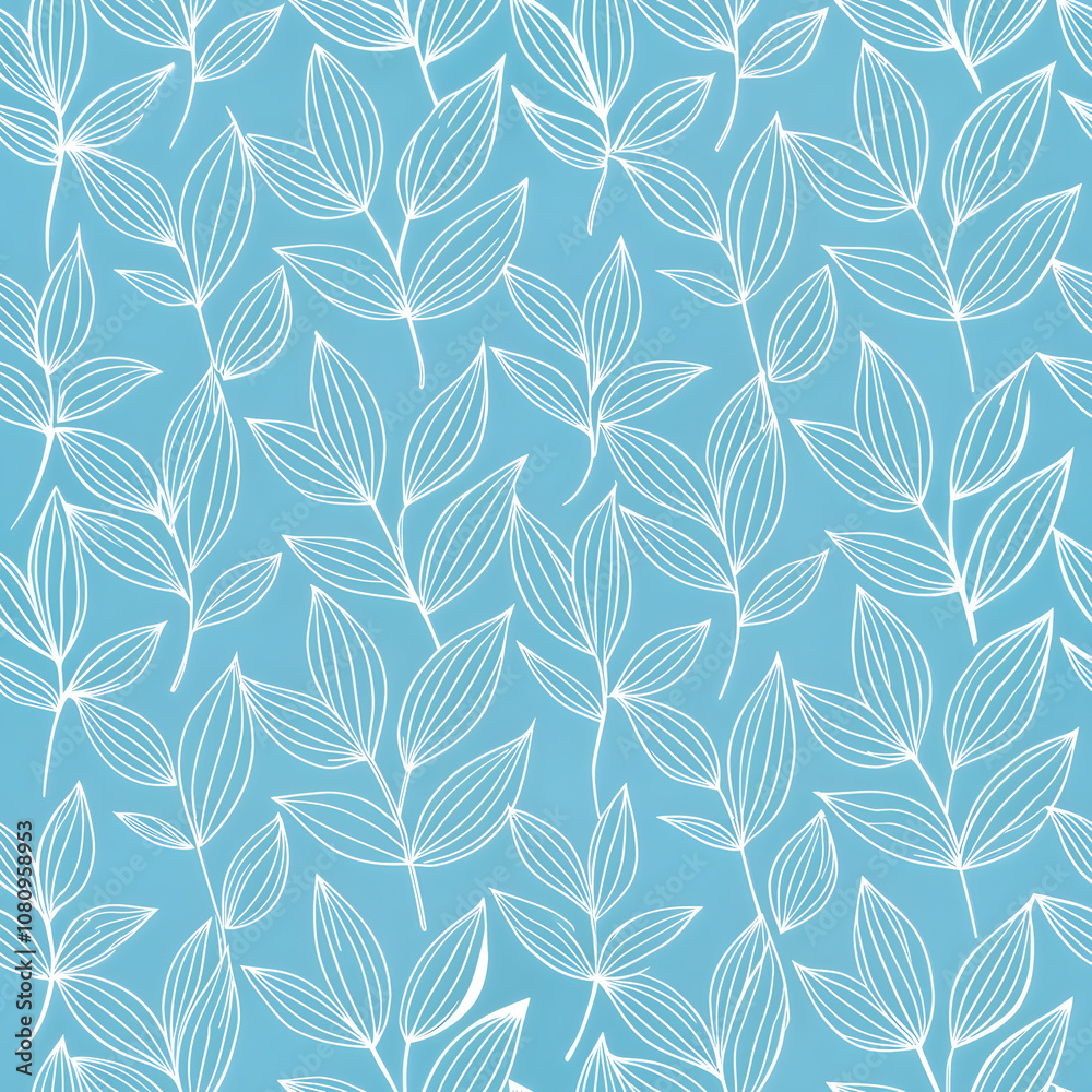Thin Line Plant Outline Seamless Design. Perfect for: Modern interior design, art shows Thin Line Plant Outline Seamless Design. Perfect for: Modern interior design, art shows