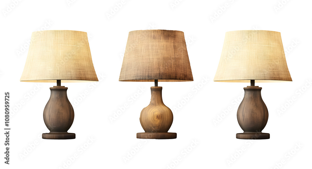Set of rustic table lamps on a transparent background. isolated background. Set of rustic table lamps on a transparent background. isolated background.