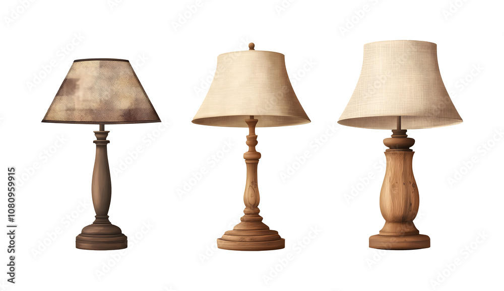 Obraz premium Set of rustic table lamps on a transparent background. isolated background.