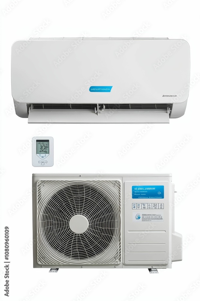 Fototapeta premium Air conditioner system indoor and outdoor units.