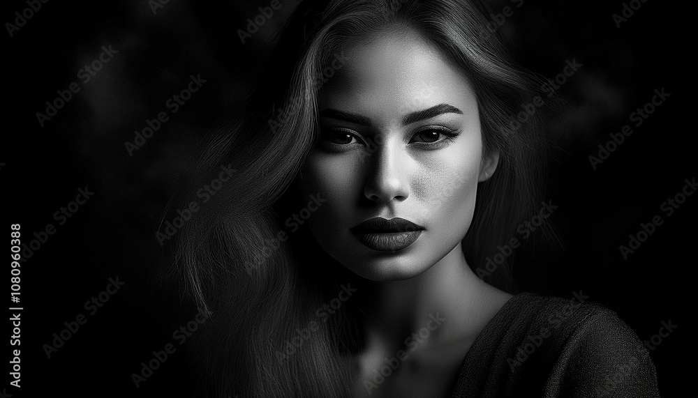 woman portrait dark black to red lipstick on lips woman portrait dark black to red lipstick on lips
