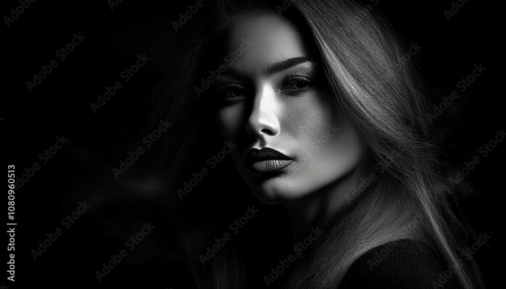 woman portrait dark black to red lipstick on lips woman portrait dark black to red lipstick on lips