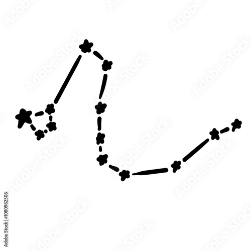 constellation name draco illustration on transparency background