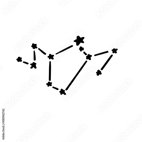 constellation name phoenix illustration on transparency background