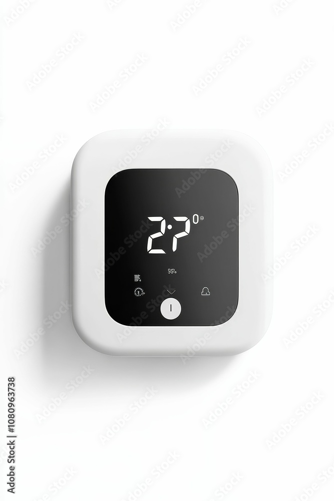 White square digital thermostat with display. White square digital thermostat with display.