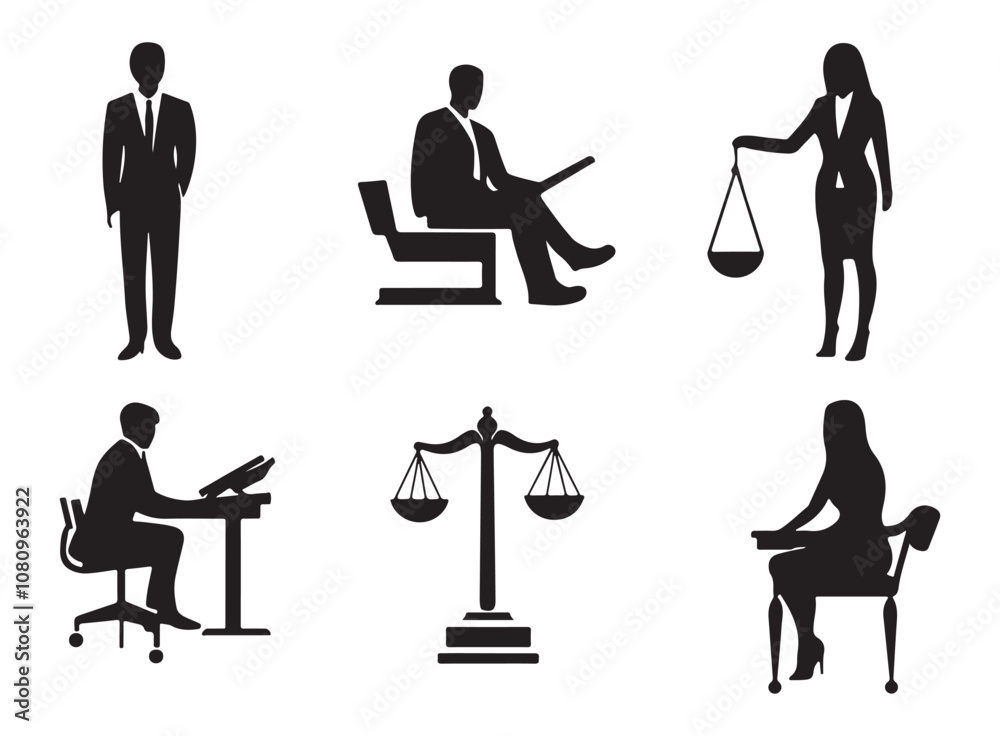 Fototapeta premium Silhouettes of diverse casual business people standing, walking, men, women full length. Business concept. Black monochrome Vector illustrations isolated on white background.