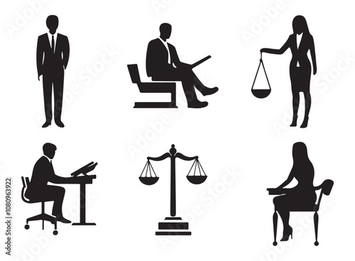 Silhouettes of diverse casual business people standing, walking, men, women full length. Business concept. Black monochrome Vector illustrations isolated on white background.