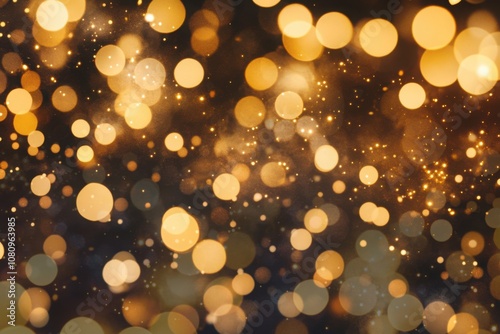 Golden bokeh lights on dark background