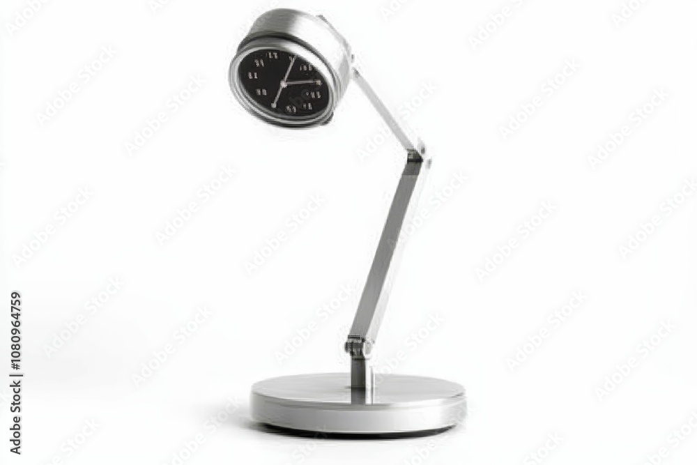 Modern desk lamp with clock face. Modern desk lamp with clock face.