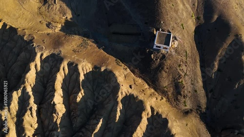 Aerial drone shot of moonland strucutre in Lama Yuru in Kargil Ladakh photo