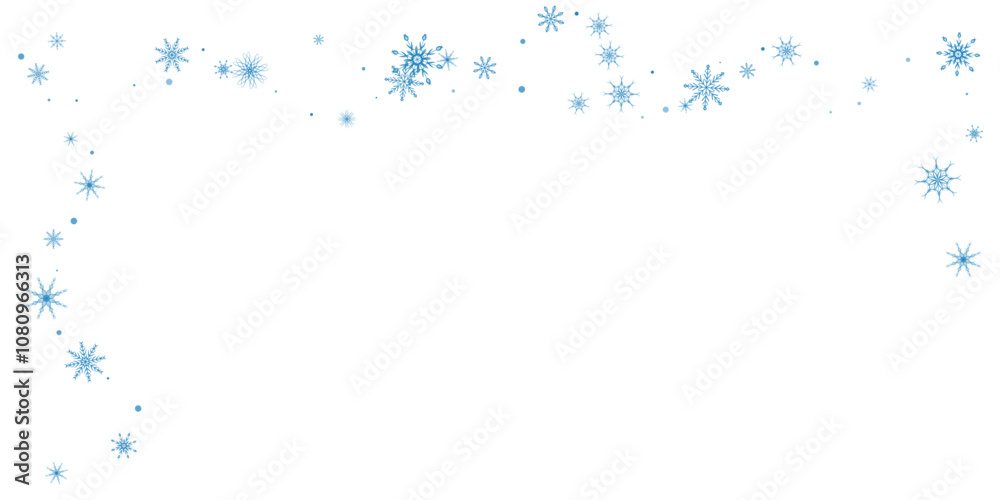 Snowflakes. Snow, snowfall. Falling scattered blue snowflakes on a white background. Snowflakes. Snow, snowfall. Falling scattered blue snowflakes on a white background.