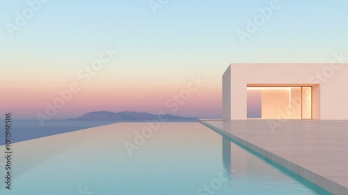 A beautiful beach with a white house in the background