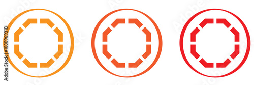 octagon shapes with outlines and fill colors, fields for logos or symbols, math teaching pictures.