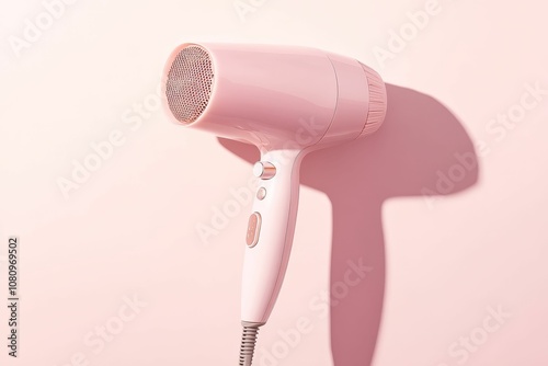 Pink hairdryer on a pink background.