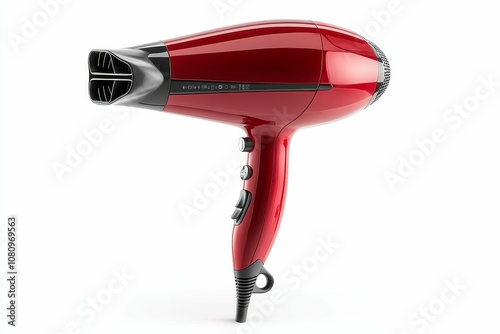 Red hair dryer on a white background. photo