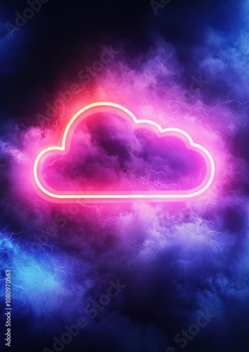 A neon cloud with a red outline