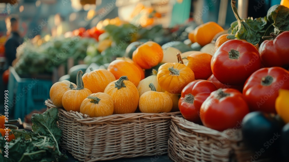 Local produce at a harvest festival Local produce at a harvest festival