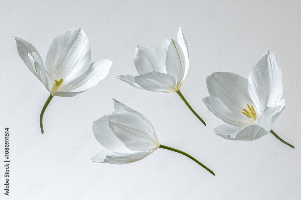 Fototapeta premium White Tulips: A Delicate Floral Display