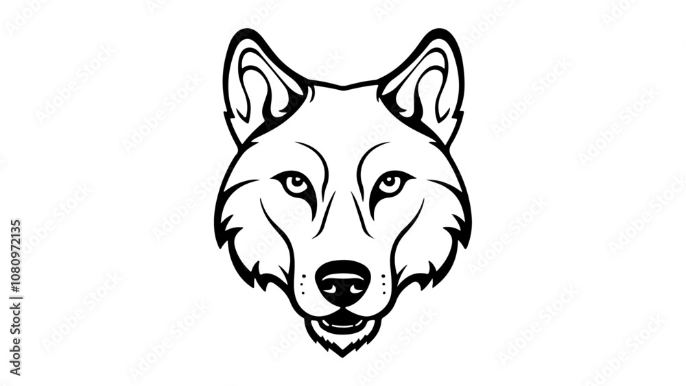 illustration of a wolf little bit amazed face in vector illustration of a wolf little bit amazed face in vector