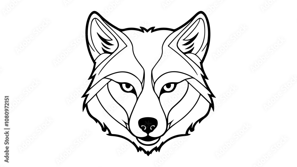 simple outline illustration of a wolf face vector illustration simple outline illustration of a wolf face vector illustration