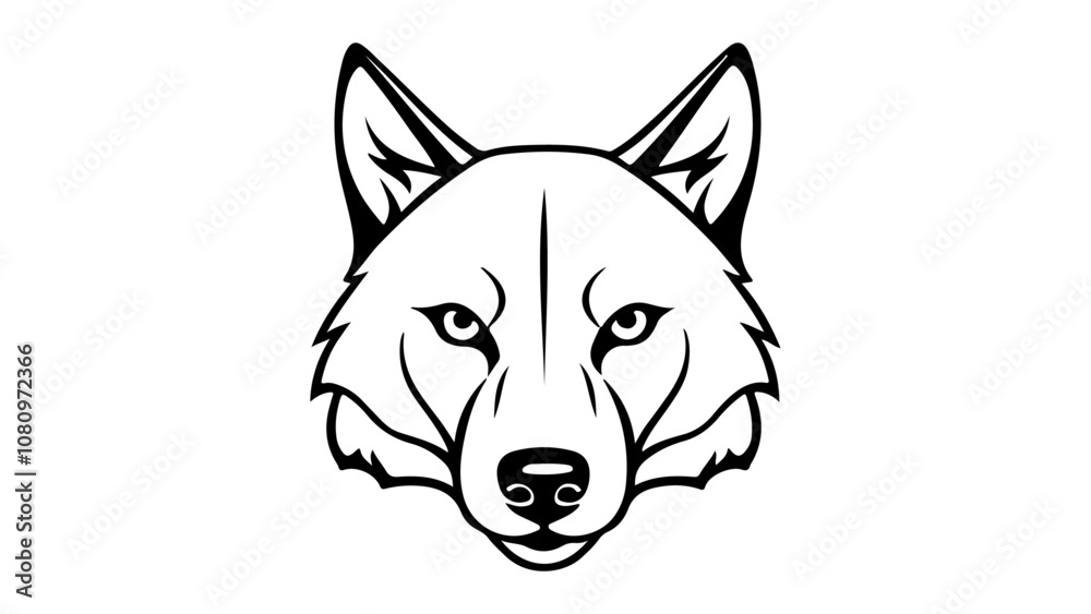 simple wolf face outline vector illustration simple wolf face outline vector illustration