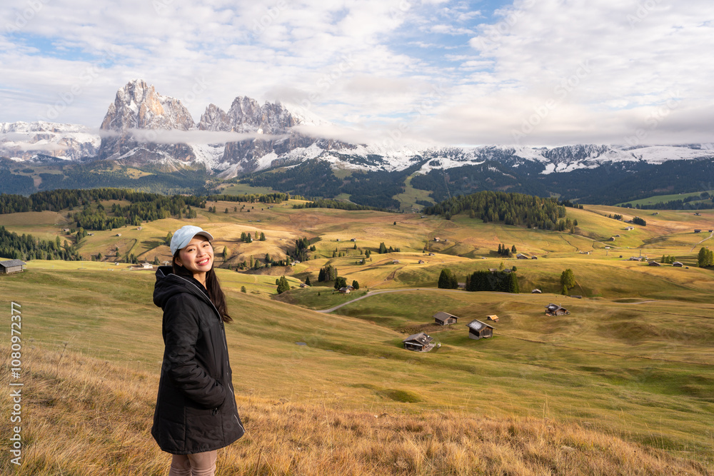 Serene Landscape of Alpe di Siusi in the Dolomites, Italy Serene Landscape of Alpe di Siusi in the Dolomites, Italy