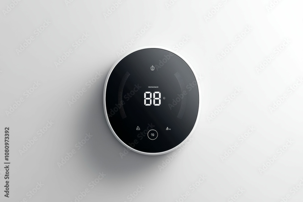 Round digital display with temperature reading. Round digital display with temperature reading.