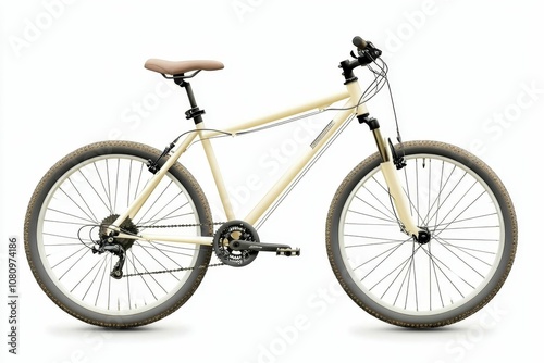 Beige mountain bike isolated on white.