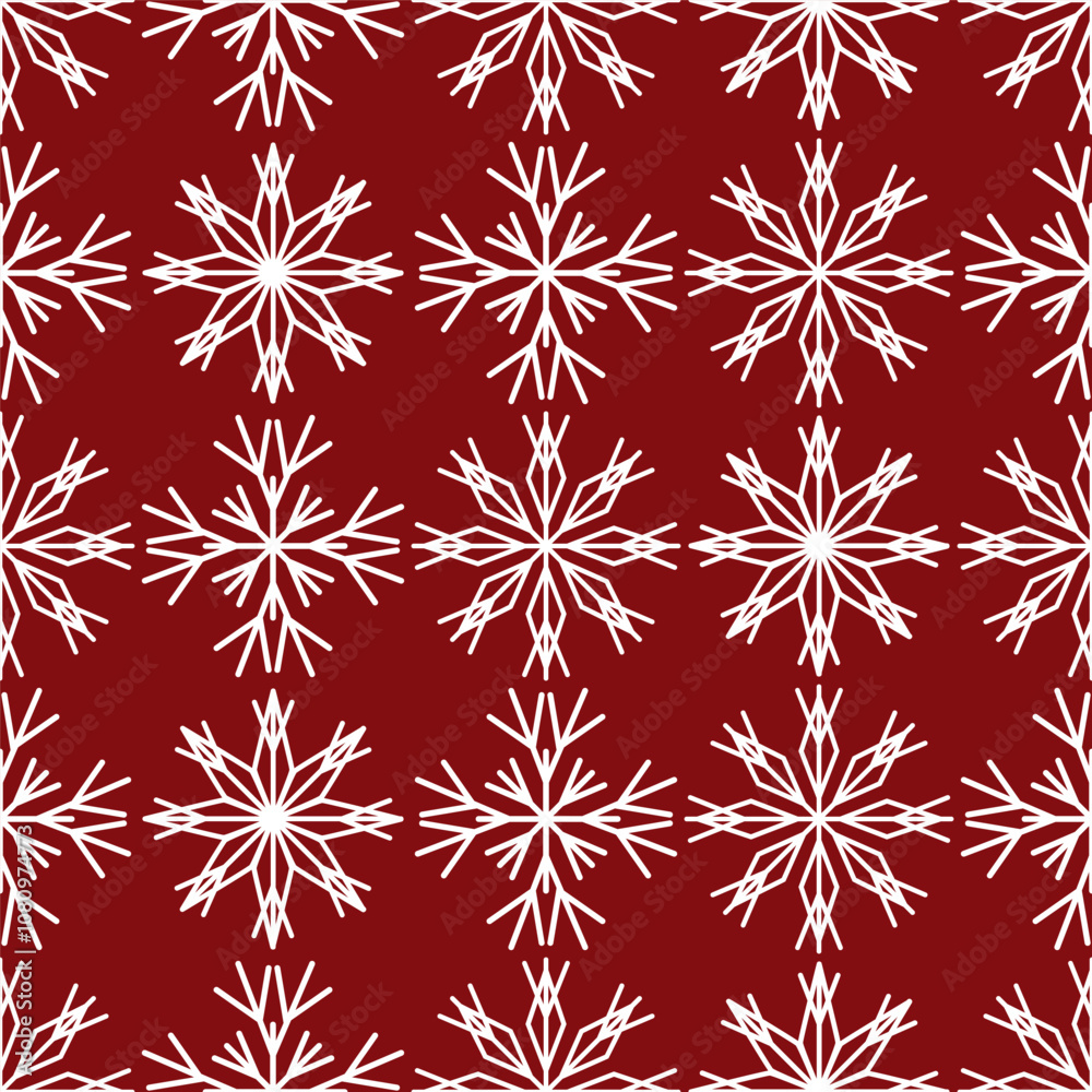 Seamless pattern of white snowflakes on a Christmas red background Seamless pattern of white snowflakes on a Christmas red background
