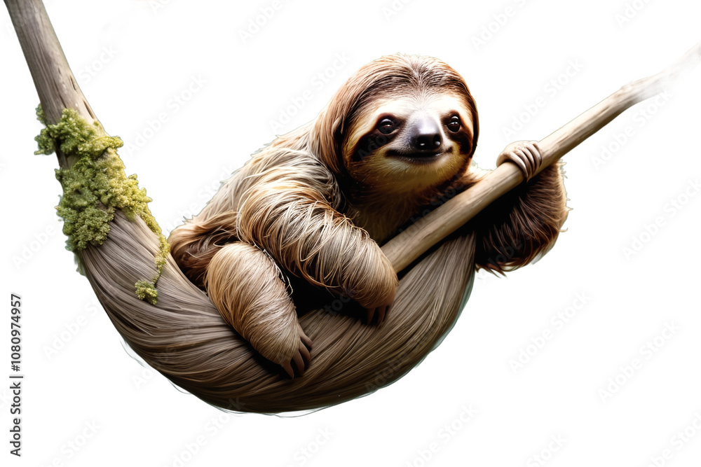 A charming sloth, a tree-dwelling tropical mammal, depicted in various postures. A charming sloth, a tree-dwelling tropical mammal, depicted in various postures.