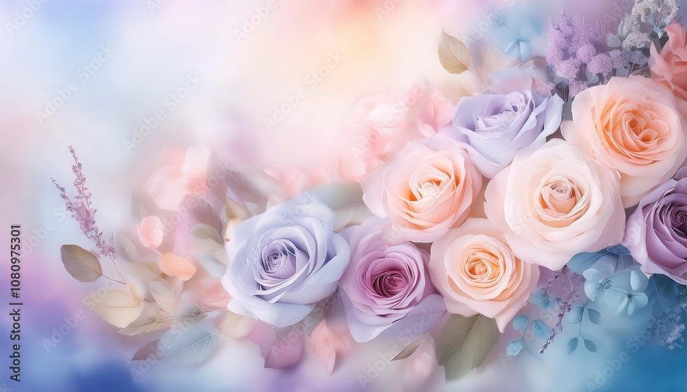 Romantic Pastel Rose Bouquet. Dreamy Valentine's Day Floral Background for Love Cards, Invitations, and Festive Designs with Soft Petals, Bokeh Lights, and Ethereal Spring Colors Romantic Pastel Rose Bouquet. Dreamy Valentine's Day Floral Background for Love Cards, Invitations, and Festive Designs with Soft Petals, Bokeh Lights, and Ethereal Spring Colors