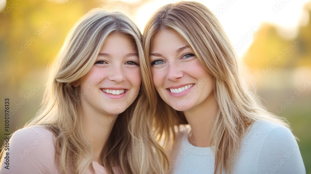 Smiling Mother and Daughter Portrait: A Moment of Love and Connection Smiling Mother and Daughter Portrait: A Moment of Love and Connection