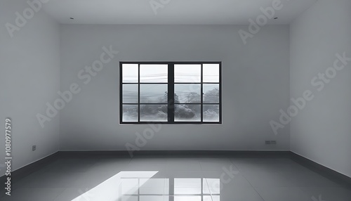 Elegant glass window design featuring modern simplicity and artistic interplay of light. photo