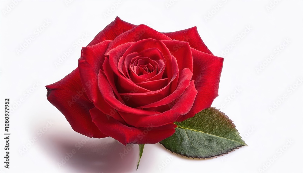 Close-Up of a Vibrant Red Rose in Full Bloom with Rich Green Leaves. Ideal Valentine's Day Stock Image for Romantic Cards, Floral Art, Wedding Invitations, and Love Themed Visual Designs Close-Up of a Vibrant Red Rose in Full Bloom with Rich Green Leaves. Ideal Valentine's Day Stock Image for Romantic Cards, Floral Art, Wedding Invitations, and Love Themed Visual Designs