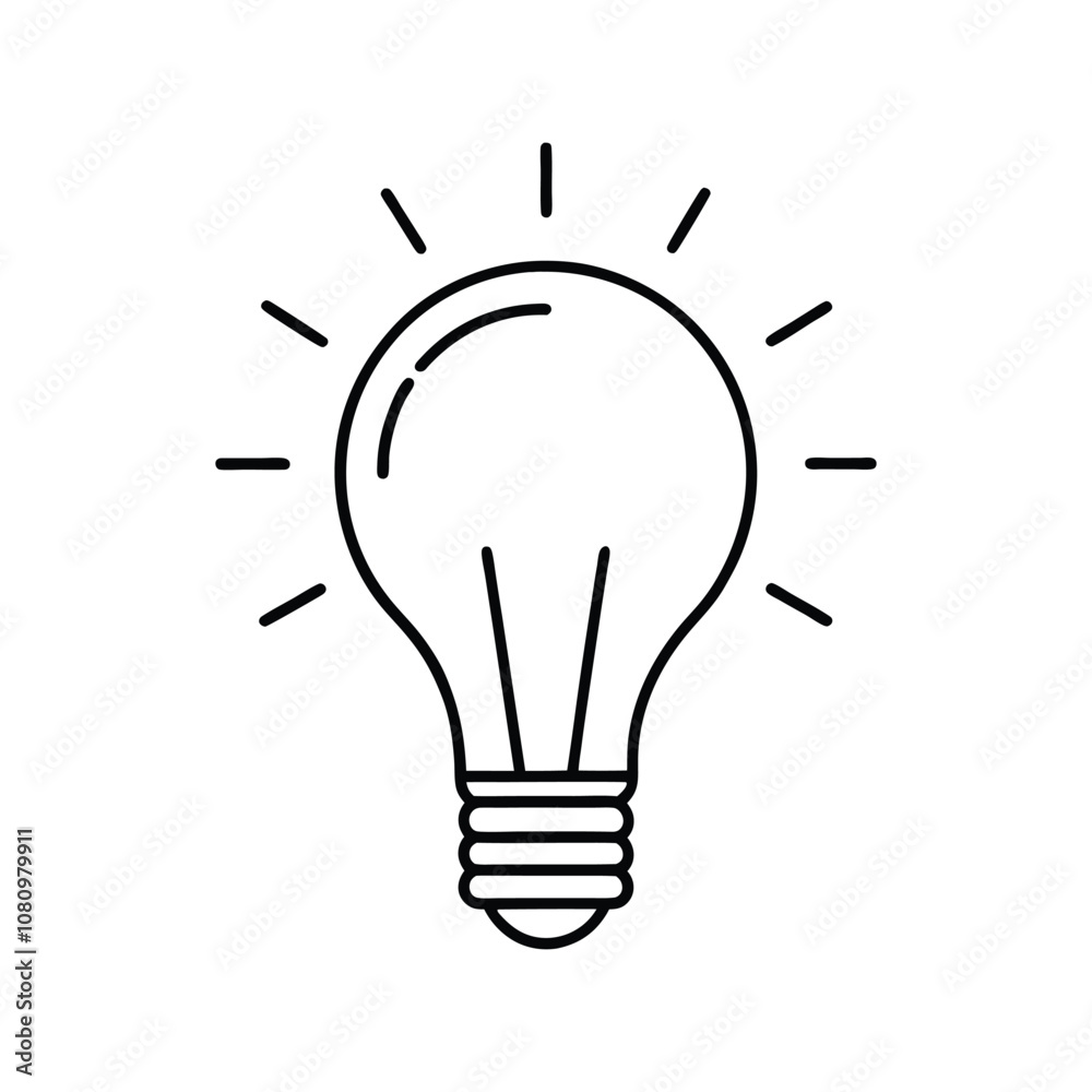 Minimalist Lightbulb Icon Vector - Bright Idea Symbol for Innovation, Creativity, and Modern Electric Design Concepts Minimalist Lightbulb Icon Vector - Bright Idea Symbol for Innovation, Creativity, and Modern Electric Design Concepts