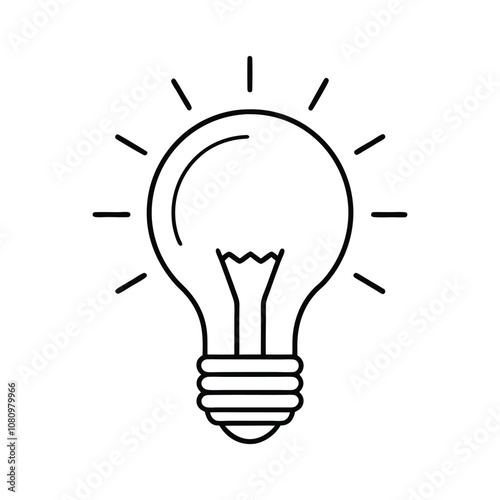 Minimalist Lightbulb Icon Vector - Bright Idea Symbol for Innovation, Creativity, and Modern Electric Design Concepts photo