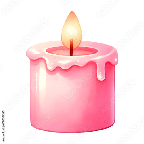 pink candle on a white background photo